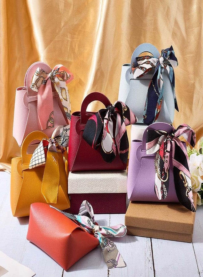 CALFOVERA 12 Pack 6 Colors Small Party Favor Boxes Reusable PU Leather Gift Candy Wrapping Bags with Handle Ribbon Mini Handbags for Weddings Party Guest Gift Bridal Showers Birthday Halloween - Image 3